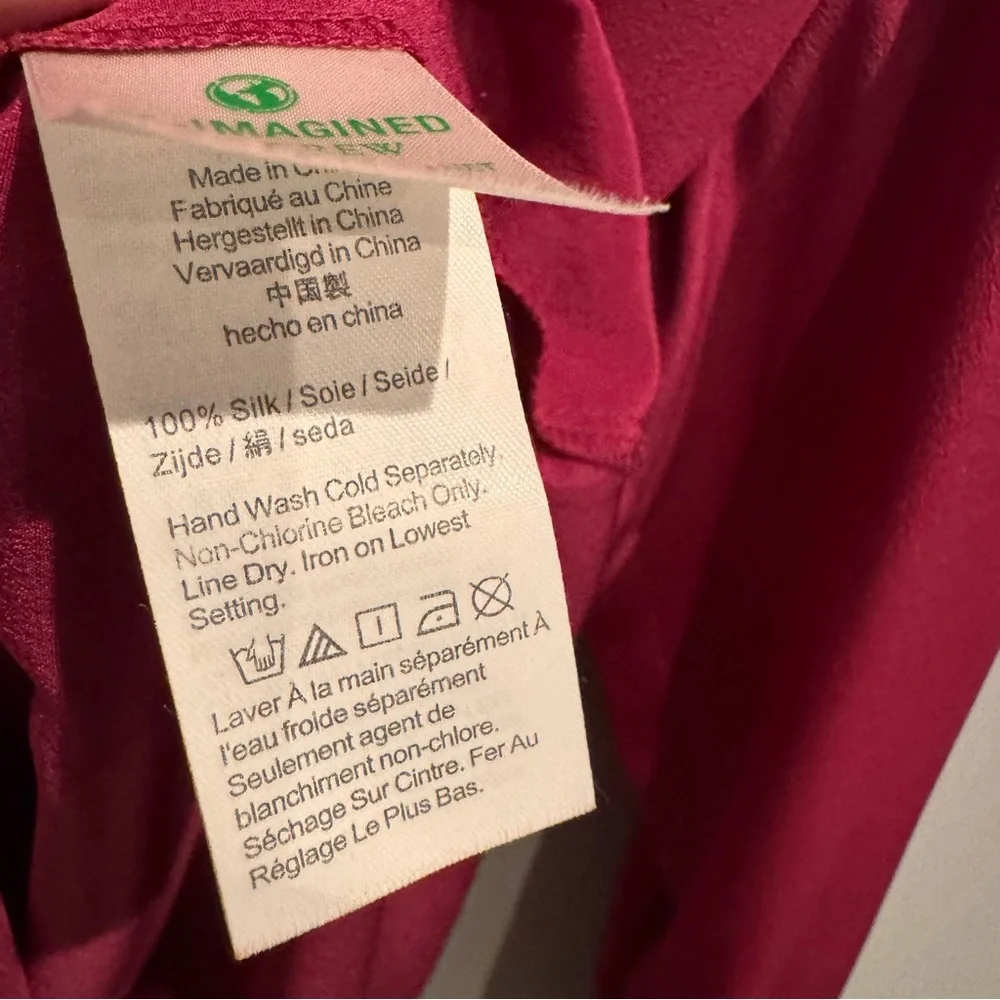 NEW J. Crew Classic-Fit Ruffle Neck Silk Popover Shirt in Pink, Size 4